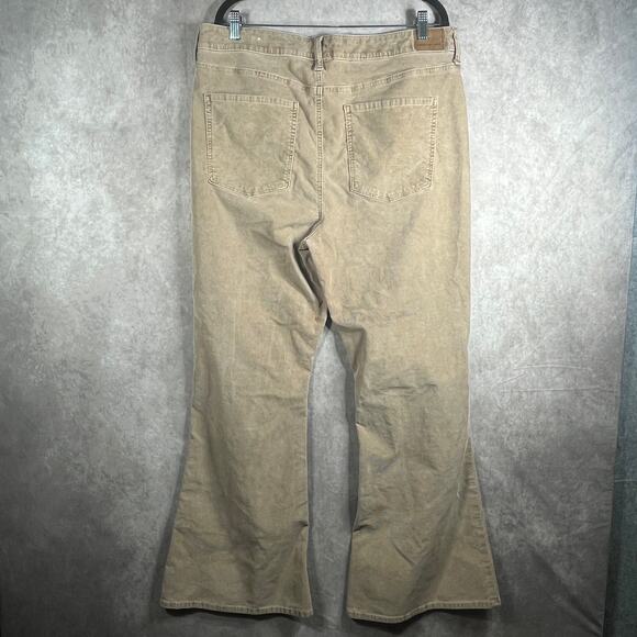 American Eagle Corduroy Pants Women 18 Beige Bootcut Button Fit High Rise Hippie - Picture 7 of 13